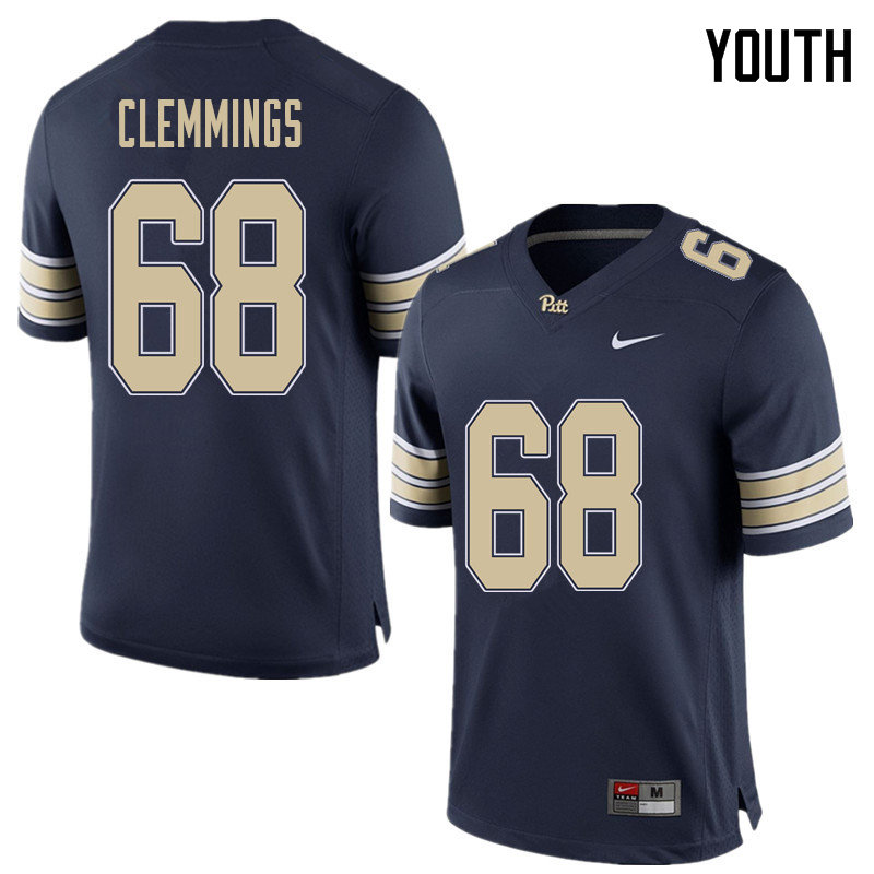 Youth #68 T.J. Clemmings Pittsburgh Panthers College Football Jerseys Sale-Home Blue